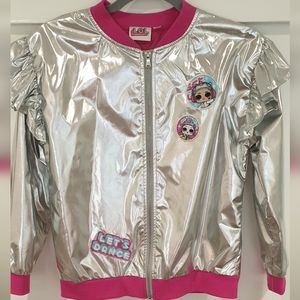 LOL Surprise Girls Metallic Bomber Jacket XL 14/16